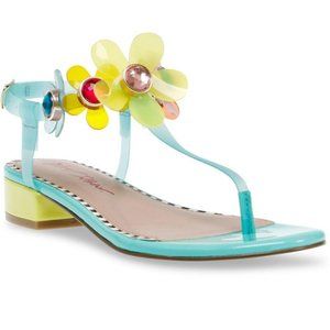 NWOT BETSEY JOHNSON Women's Alanni Flower Embellished Flat Sandals